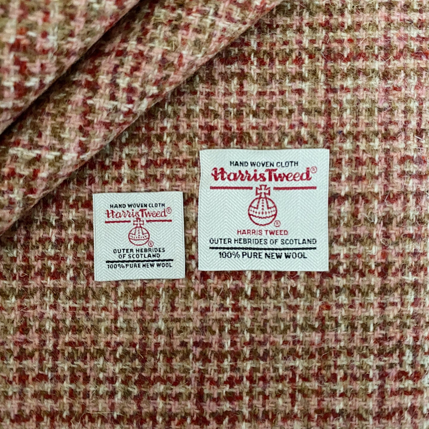 Salmon Pink & Brown Basket Weave Harris Tweed