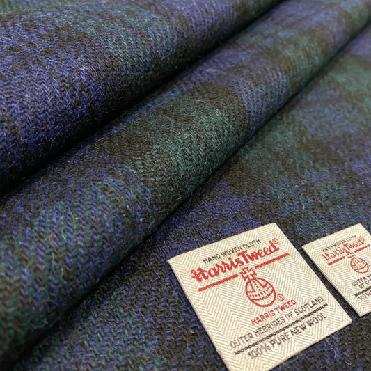 Black Watch Blue & Green Tartan Harris Tweed