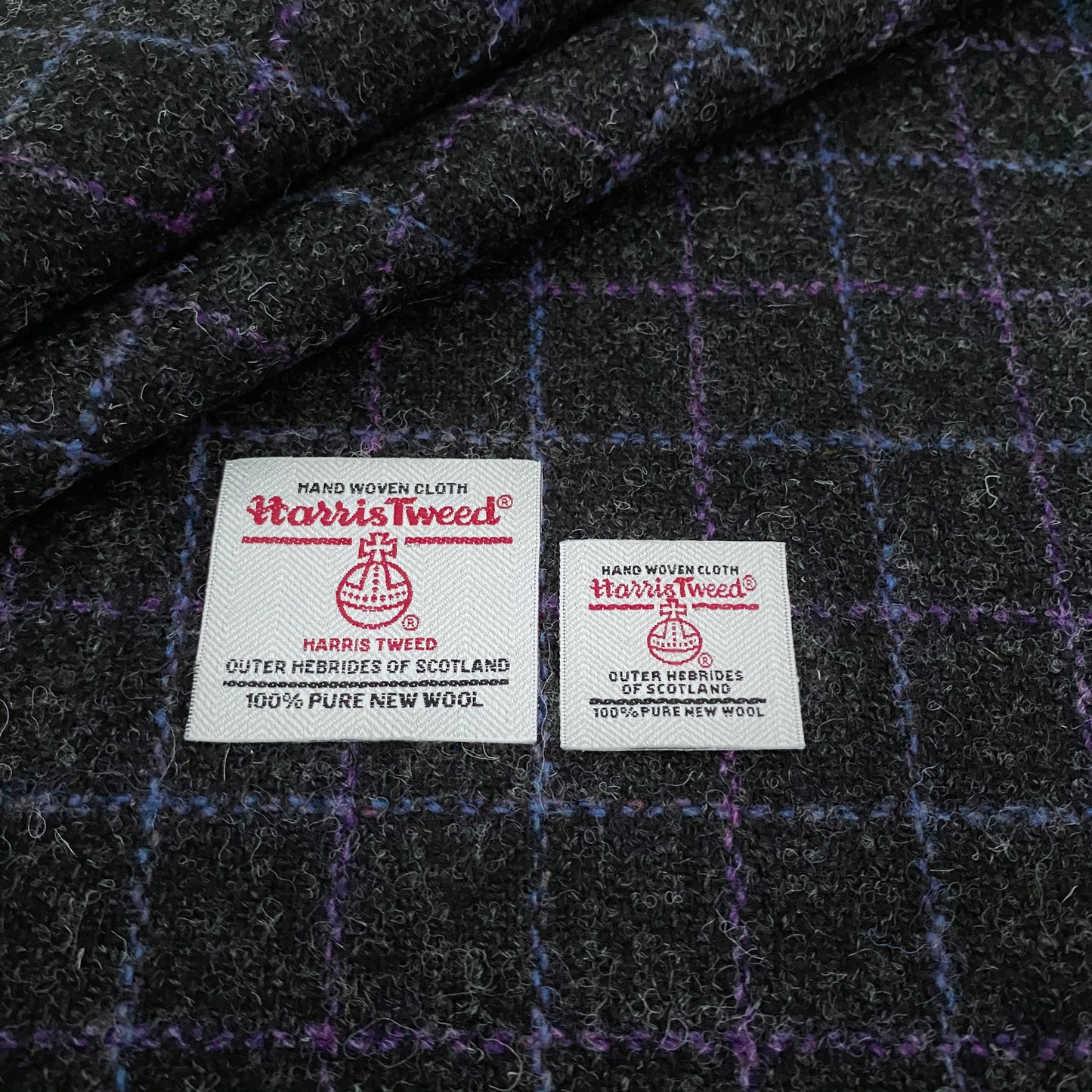 Mid Charcoal Grey With Purple & Blue Overcheck Harris Tweed - 50% DISCOUNT