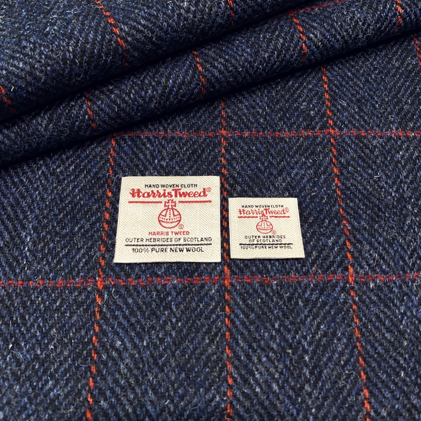 Blue & Black Herringbone With Red Overcheck Harris Tweed - 50% DISCOUNT