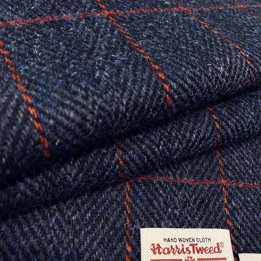Blue & Black Herringbone With Red Overcheck Harris Tweed - 50% DISCOUNT