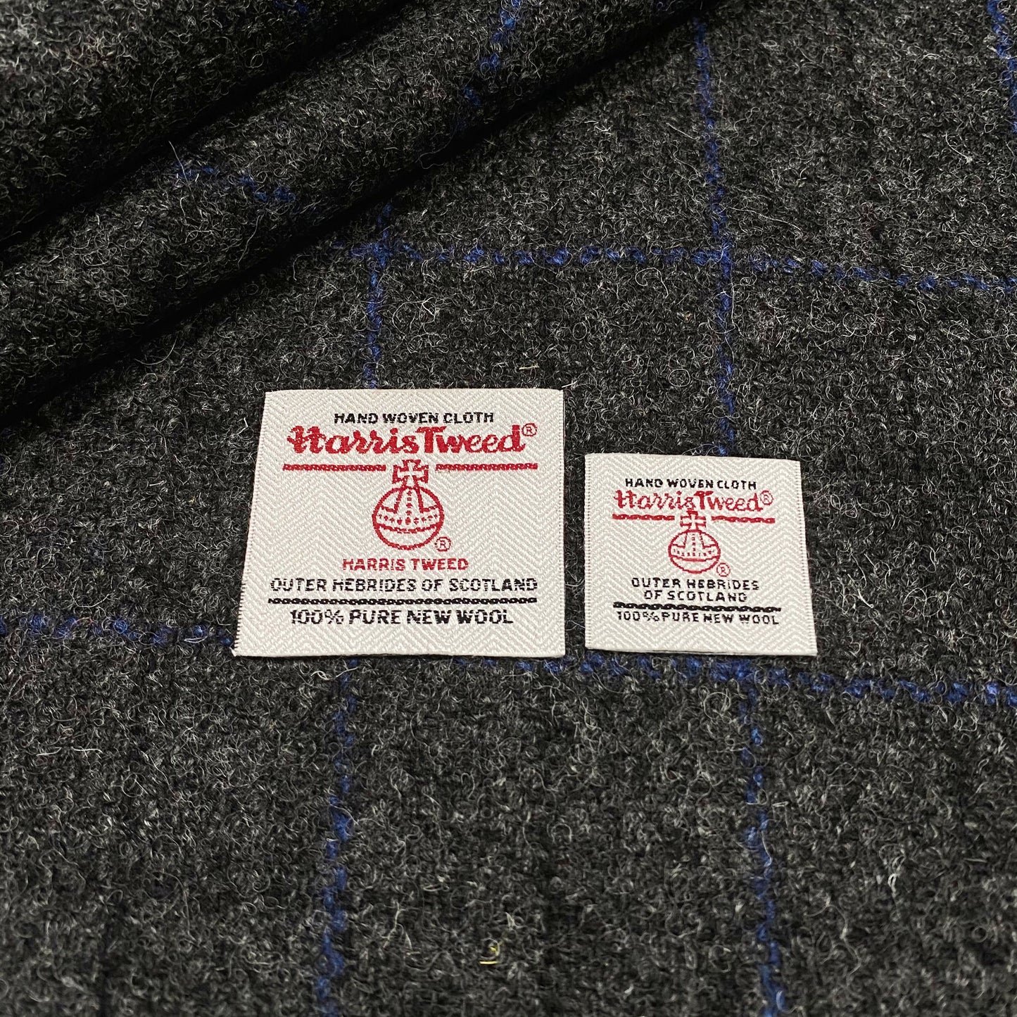 Dark Charcoal with Black & Blue Overcheck Harris Tweed - 50% DISCOUNT