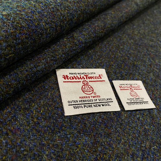 Deep Blue & Moss Green Barleycorn Mix Harris Tweed
