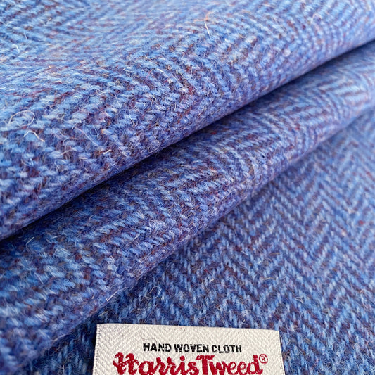 Dusky Blue Herringbone Harris Tweed - BY THE METRE / HALF