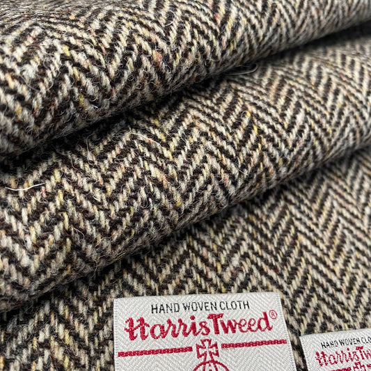 Dark Brown & Beige Herringbone Harris Tweed - 50% DISCOUNT
