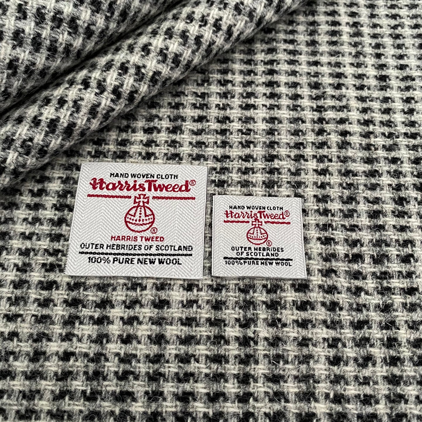 Pale Grey & Black Basket Weave Harris Tweed