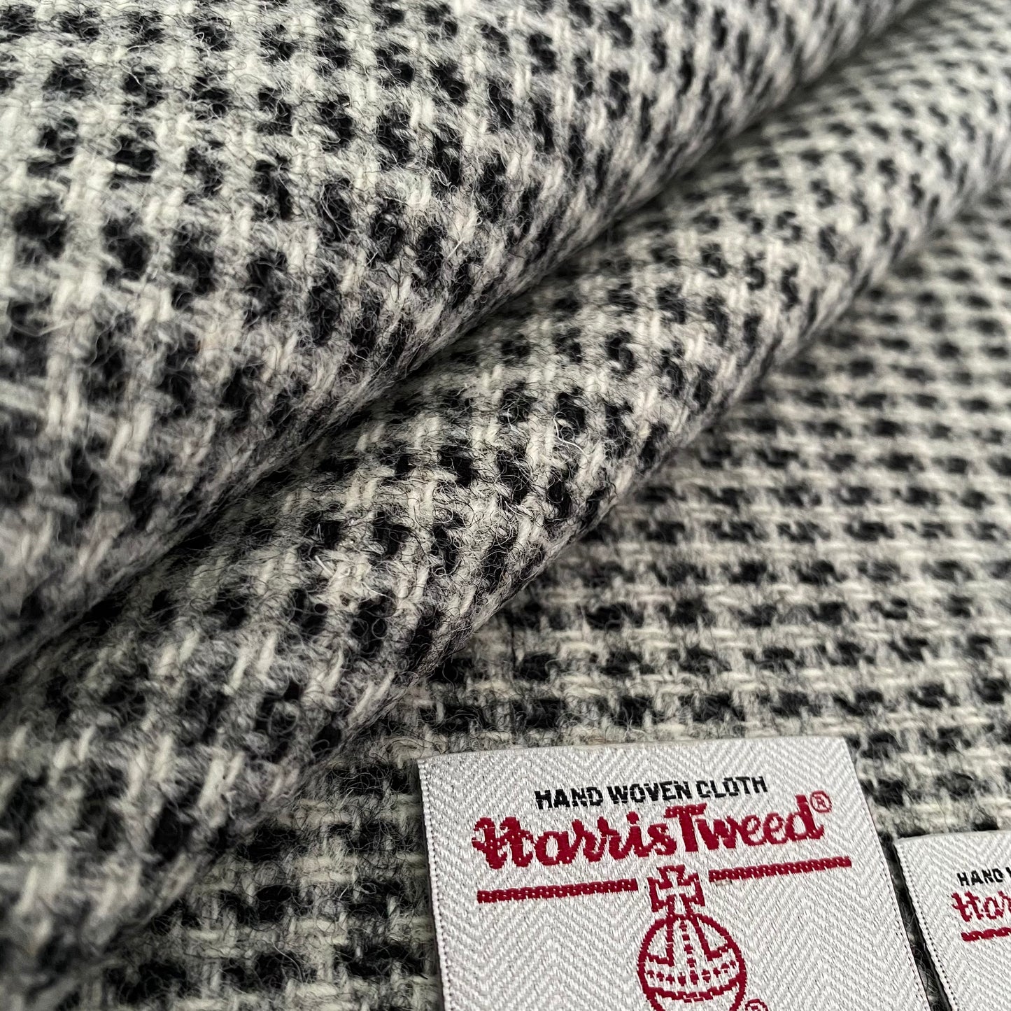 Pale Grey & Black Basket Weave Harris Tweed