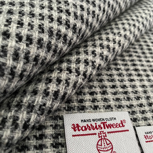 Pale Grey & Black Basket Weave Harris Tweed - BY THE METRE / HALF