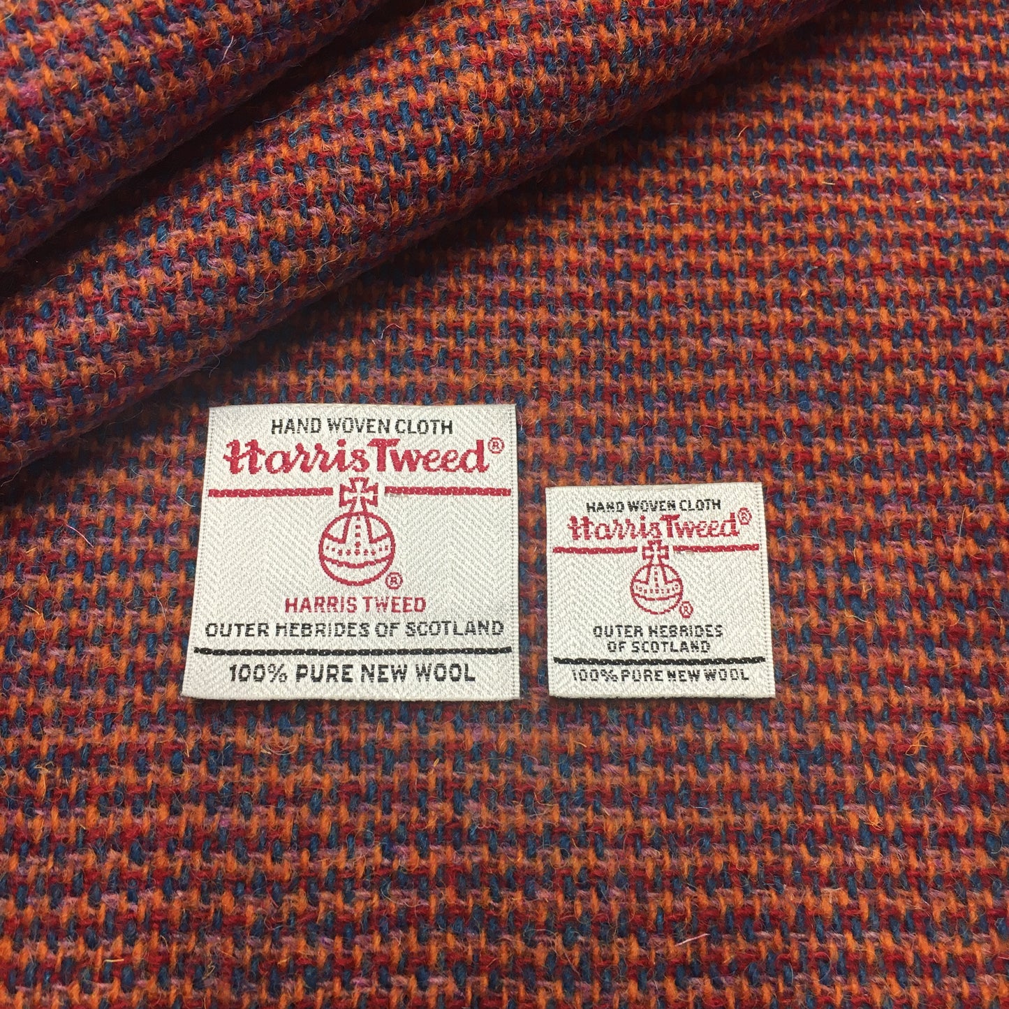 Orange, Blue & Red Tile Harris Tweed