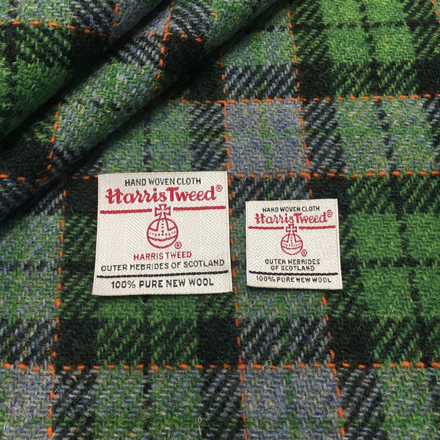 Green & Blue Tartan Check Harris Tweed - BY THE METRE / HALF