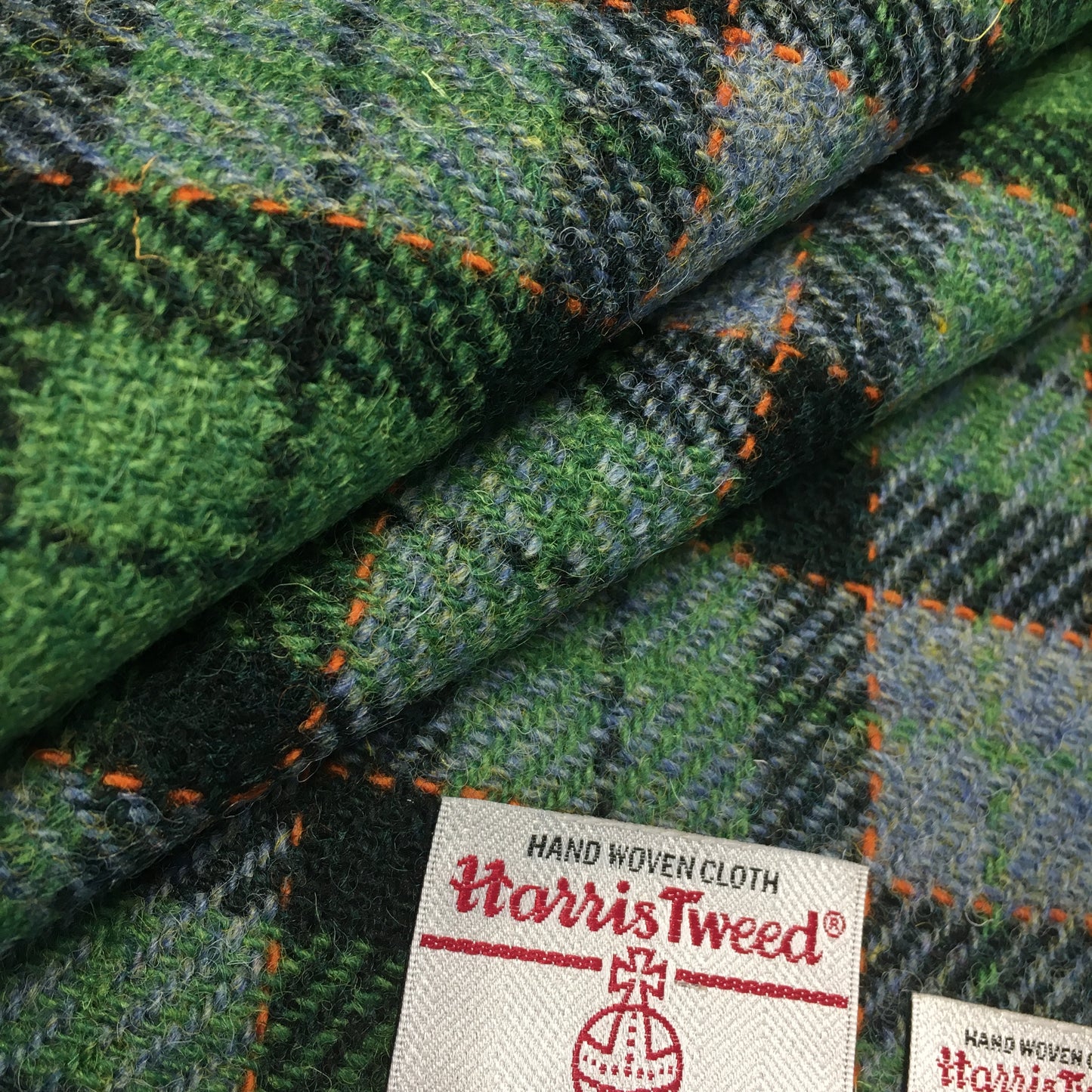 Green & Blue Tartan Check Harris Tweed - BY THE METRE / HALF
