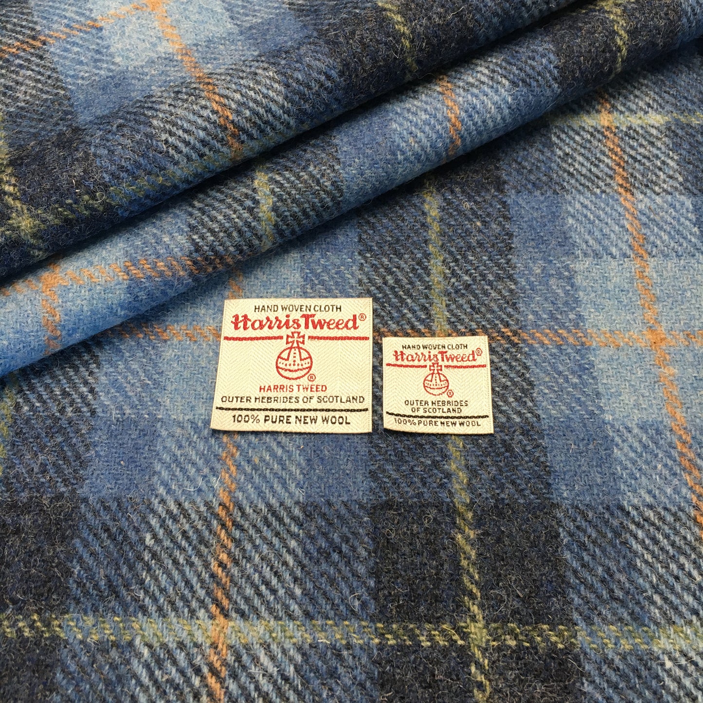 Blue Tartan Check Harris Tweed - BY THE METRE / HALF
