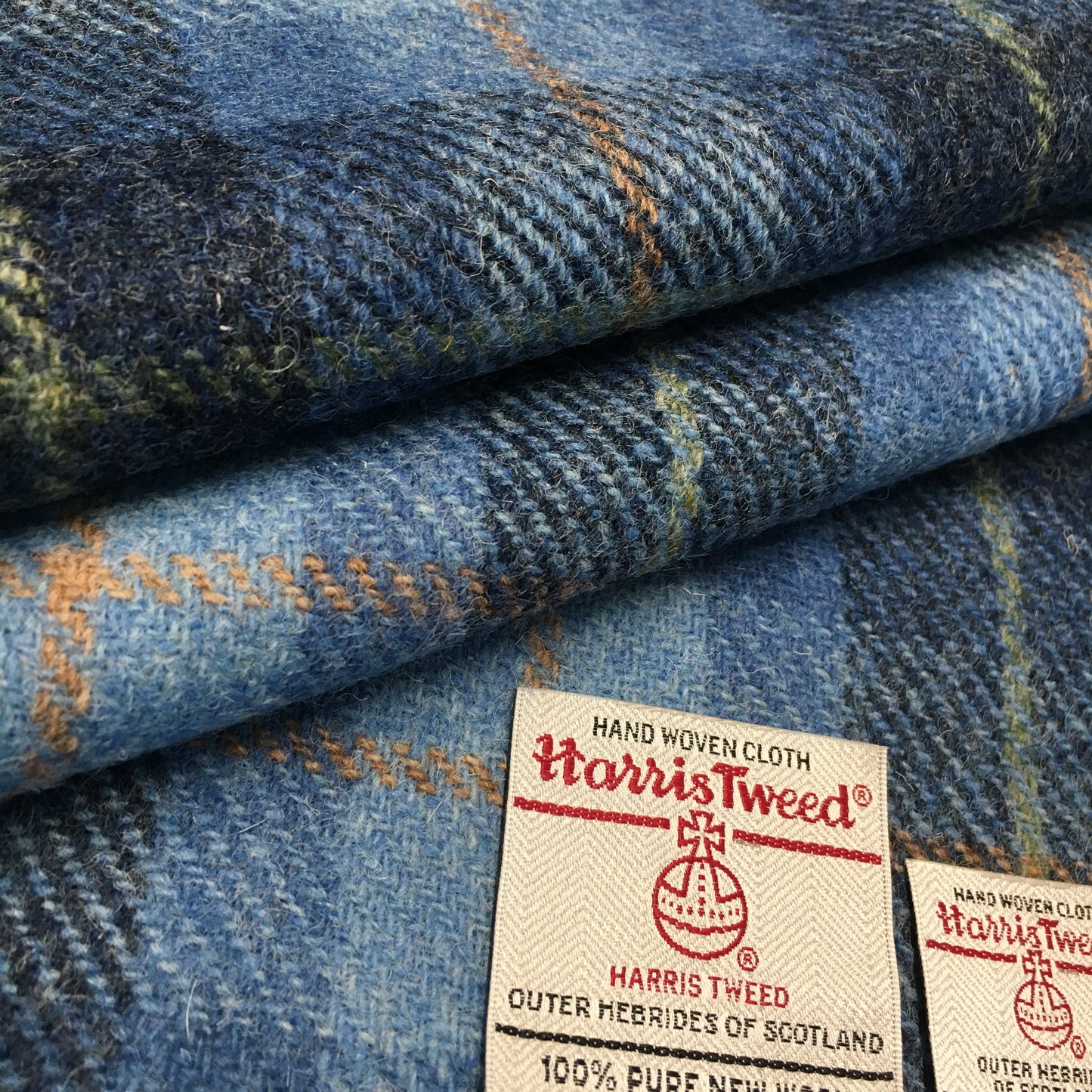 Blue Tartan Check Harris Tweed - BY THE METRE / HALF