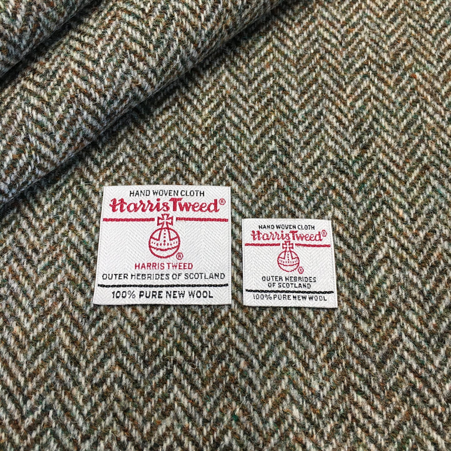 Lovat Brown/Green Herringbone Harris Tweed - BY THE METRE / HALF