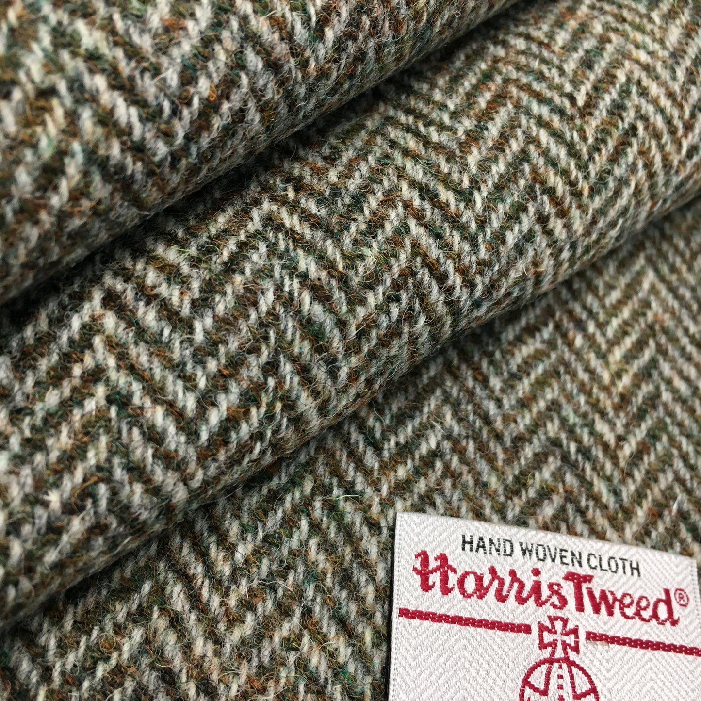 Lovat Brown/Green Herringbone Harris Tweed - BY THE METRE / HALF