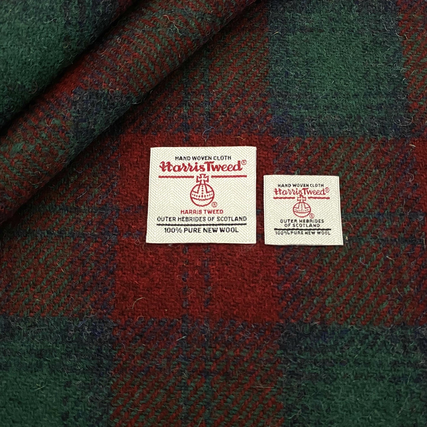 Traditional Christmas Red & Green Tartan Check Harris Tweed