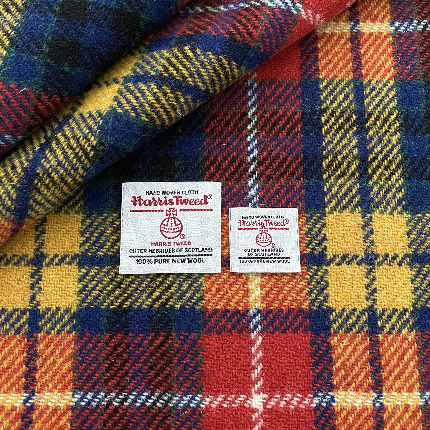 Buchanan Tartan / Yellow, Red & Blue Tartan Harris Tweed - BY THE METRE / HALF