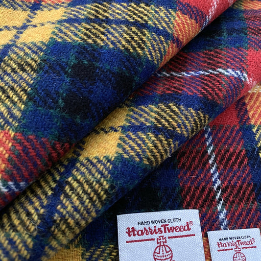 Buchanan Tartan / Yellow, Red & Blue Tartan Harris Tweed - BY THE METRE / HALF