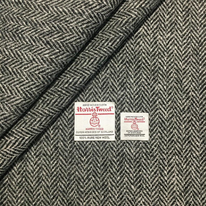 Black & Grey/White Herringbone Harris Tweed