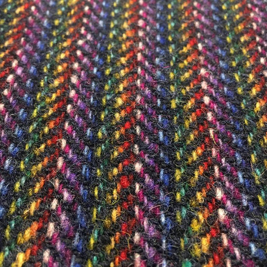 Navy Rainbow Herringbone Harris Tweed