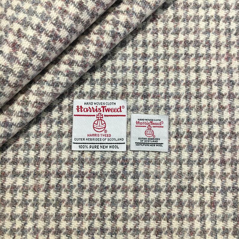Beige & Grey Houndstooth Harris Tweed