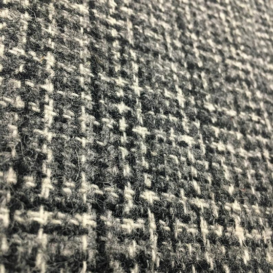 Black, Grey & White Basket Weave Harris Tweed