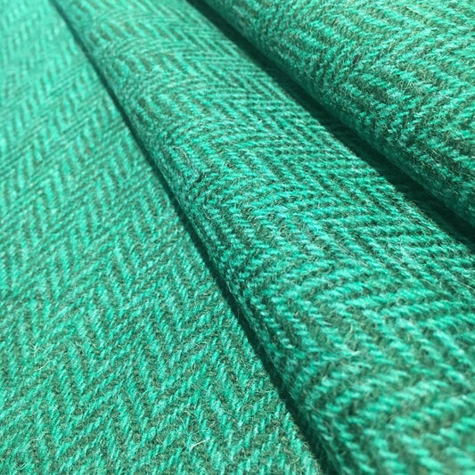 Emerald Green Herringbone Harris Tweed - BY THE METRE / HALF