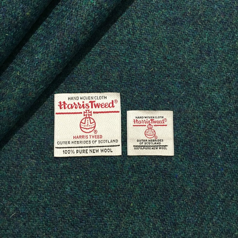 Peacock Green Blue Harris Tweed - BY THE METRE / HALF
