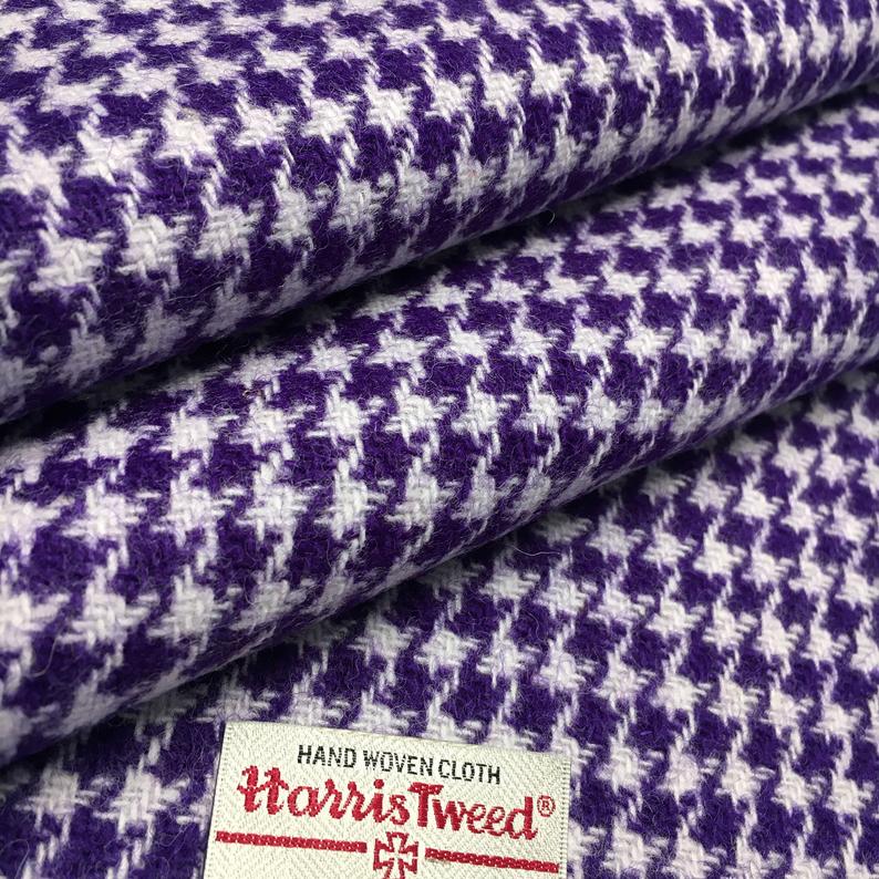 Purple & Light Violet Houndstooth Harris Tweed