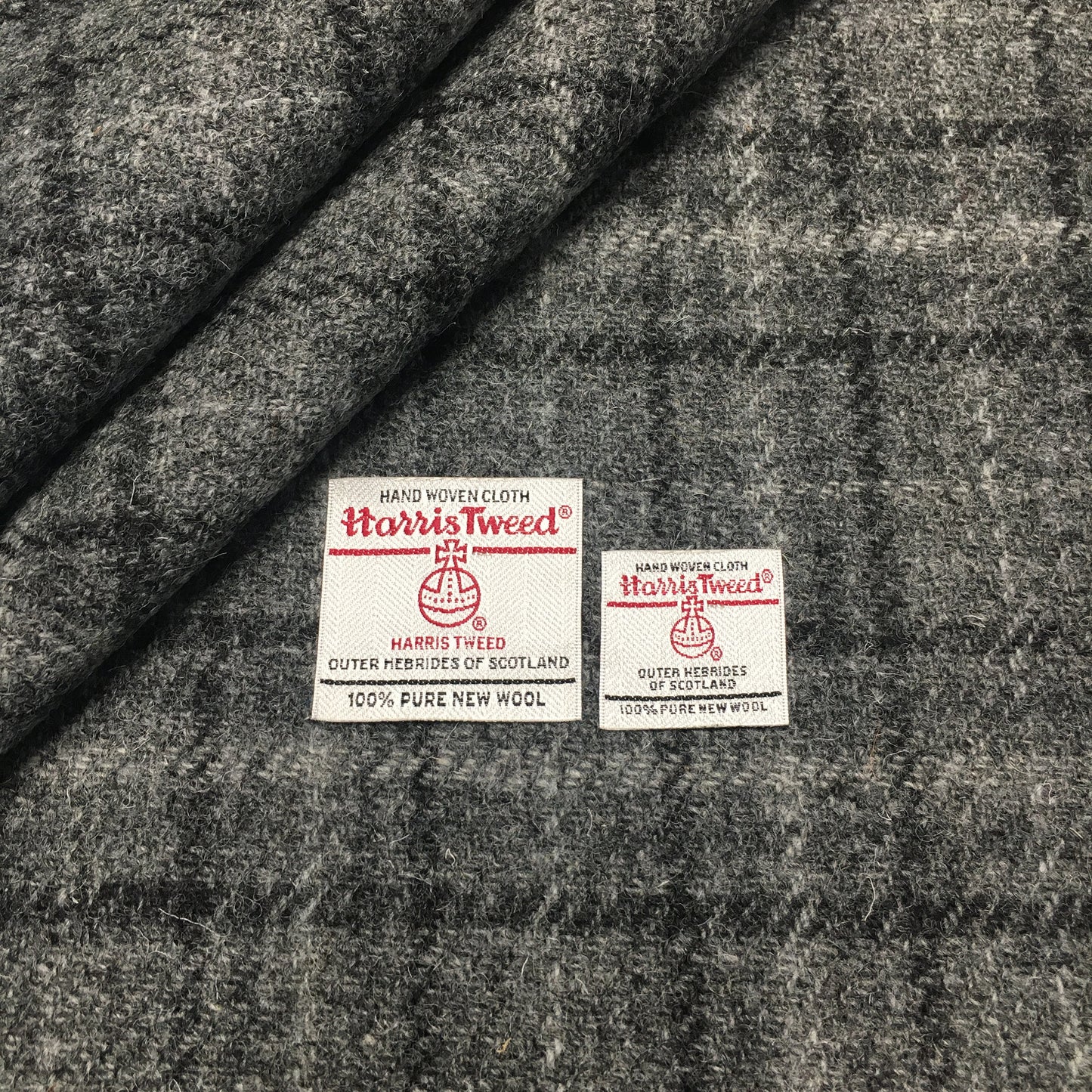 Grey & Black Small Tartan Check Harris Tweed