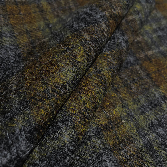 Green, Brown & Grey Tartan Check Harris Tweed