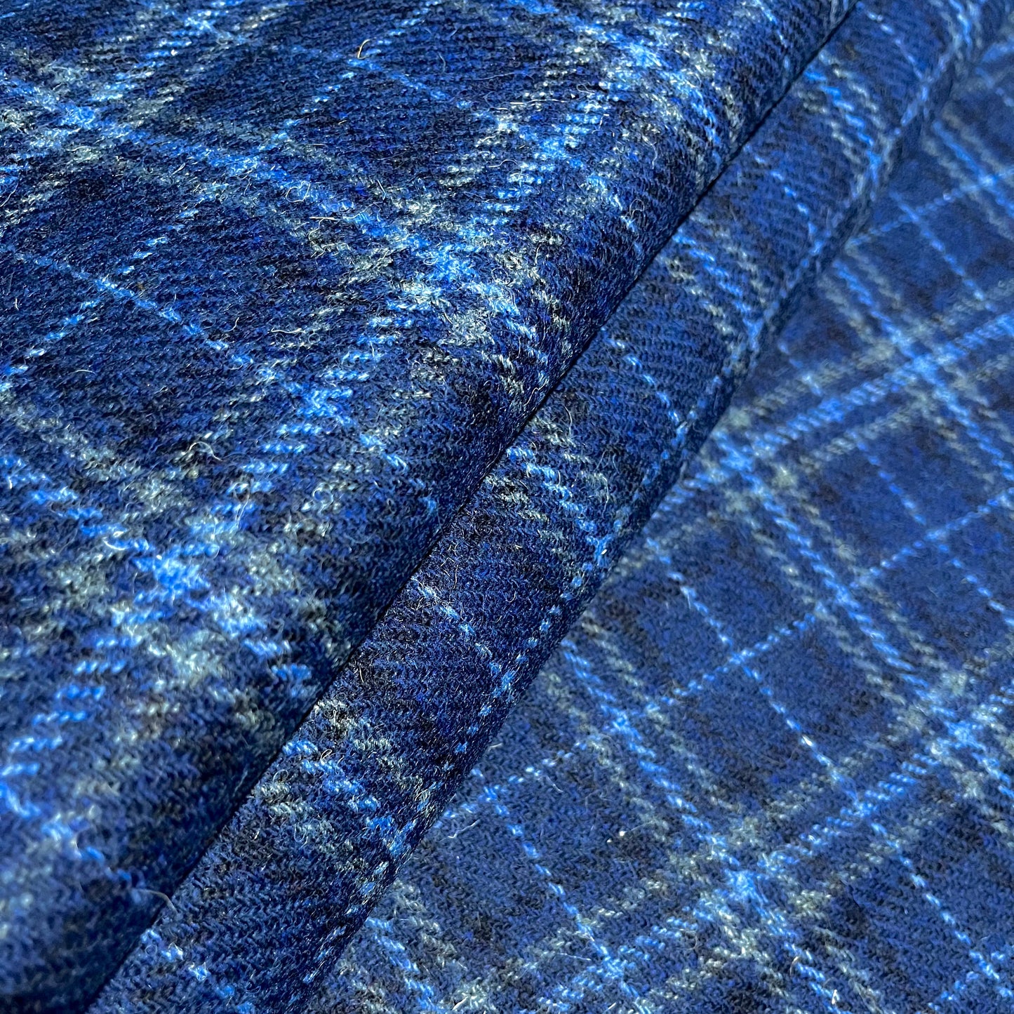 Blue Check with Cornflower Blue Overcheck Harris Tweed