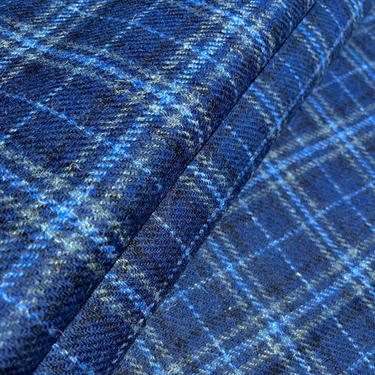 Blue Check with Cornflower Blue Overcheck Harris Tweed