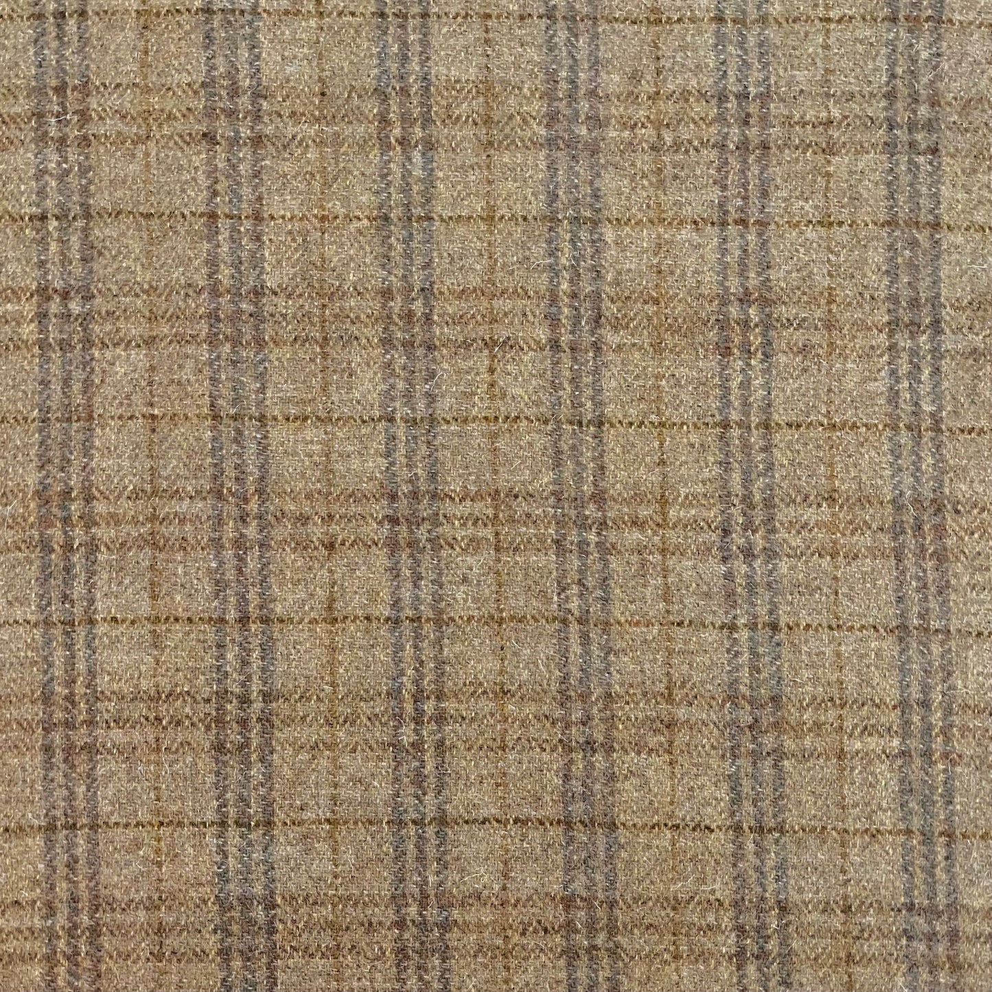 Rustic Beige & Brown Herringbone Check with Ochre Overcheck Harris Tweed