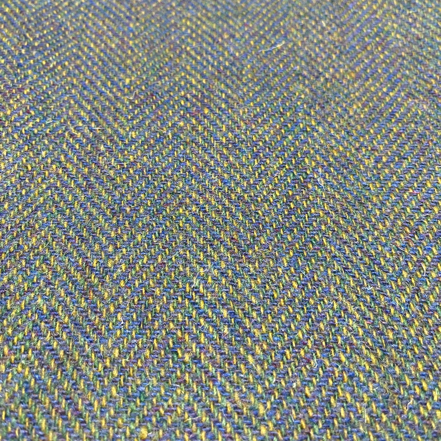 Periwinkle Blue & Acid Green Wide Herringbone Harris Tweed - BY THE METRE / HALF