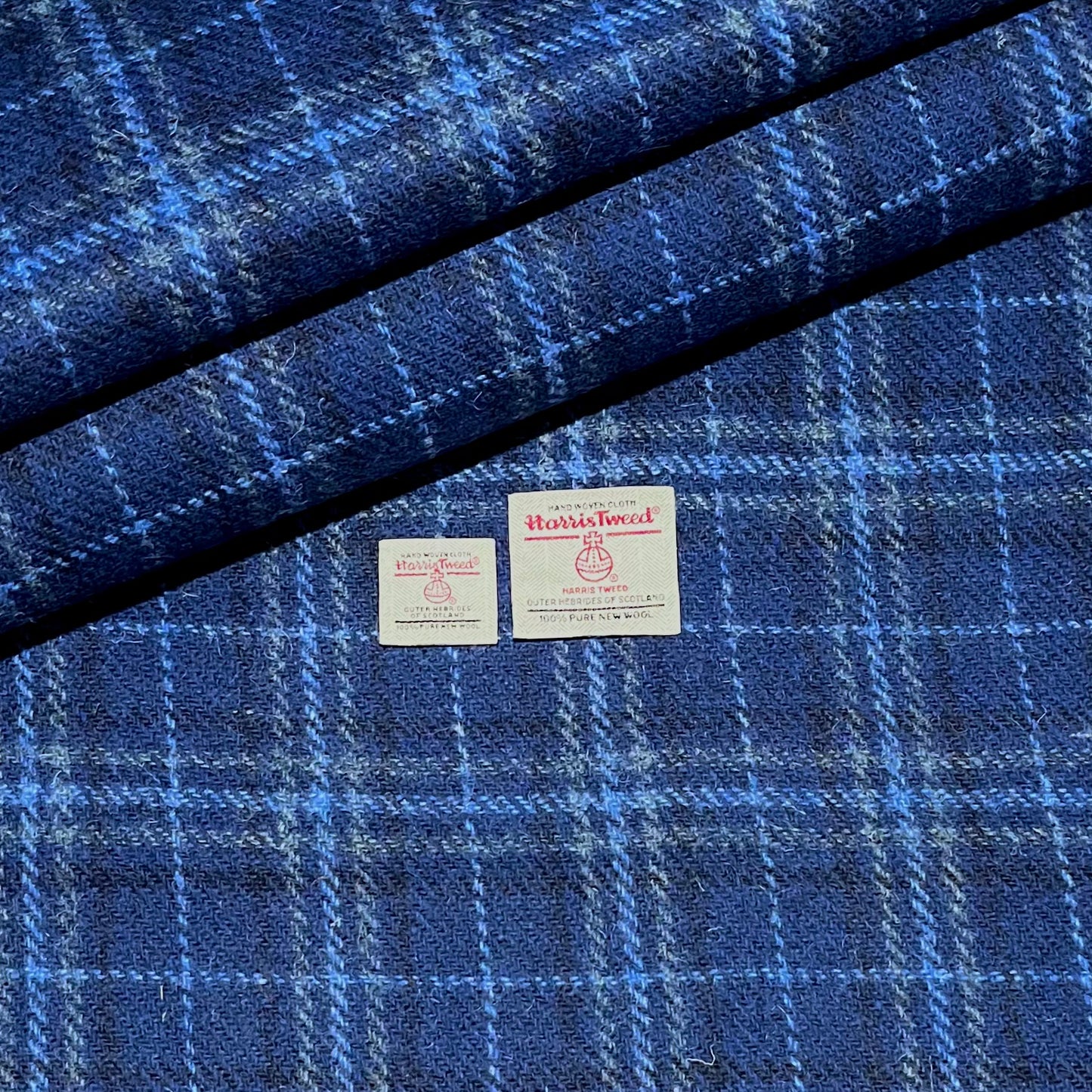 Blue Check with Cornflower Blue Overcheck Harris Tweed