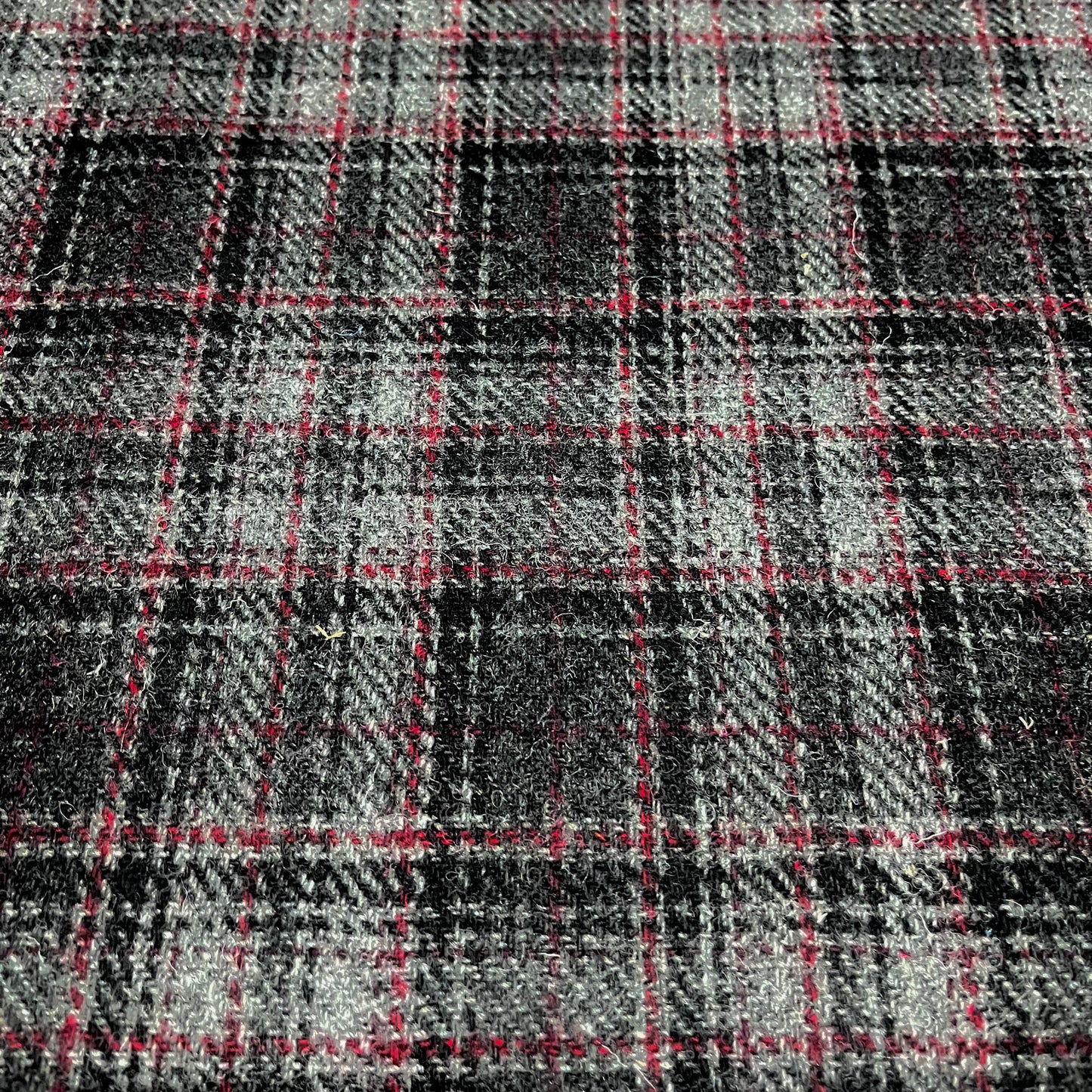 Grey Check with Red Overcheck Harris Tweed - BY THE METRE / HALF