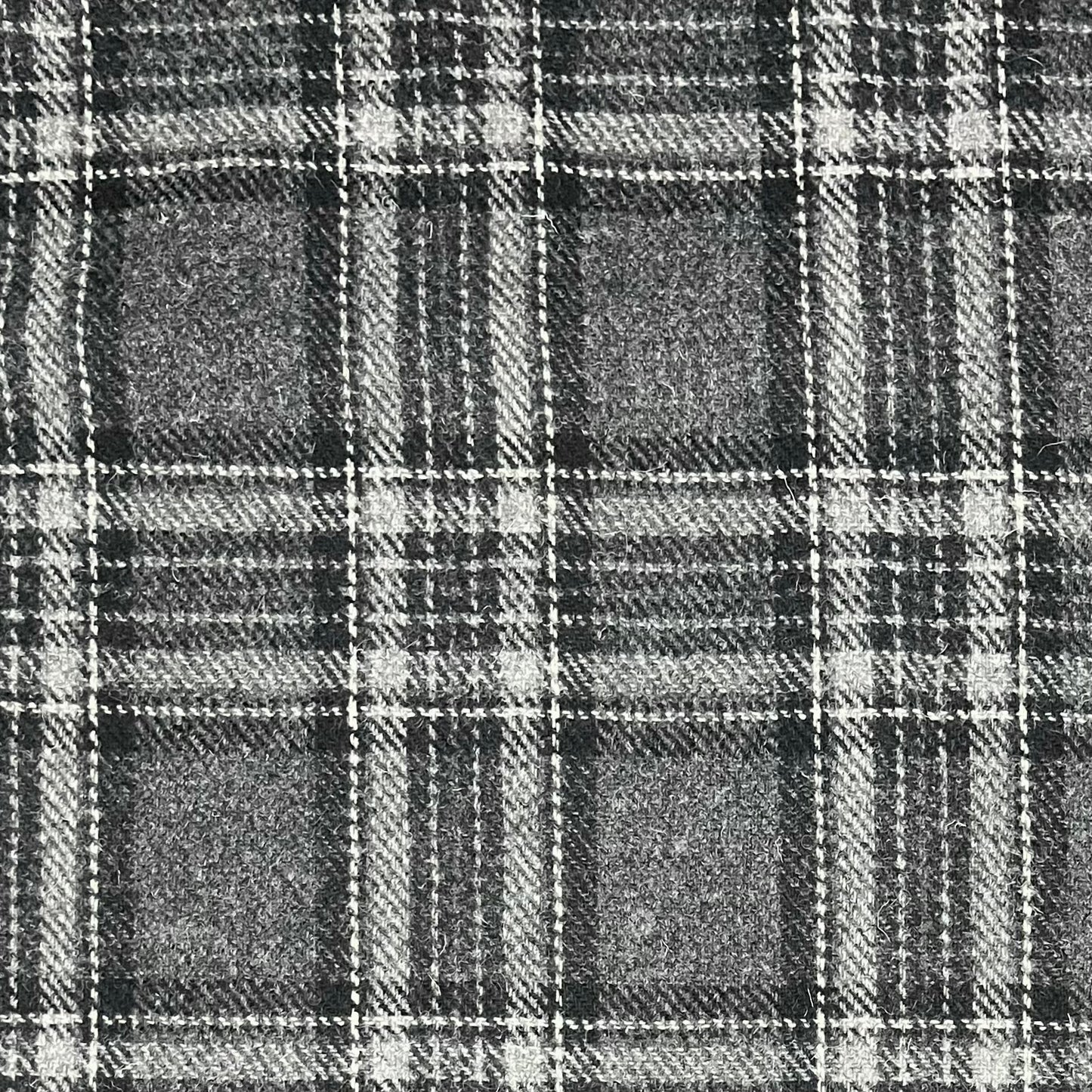 Charcoal Grey Tartan Harris Tweed - BY THE METRE / HALF