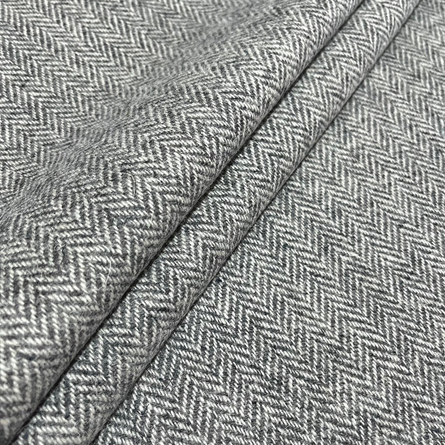 Grey & White Herringbone Harris Tweed
