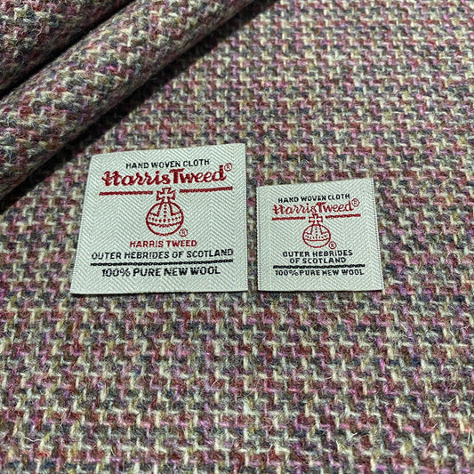 Pink & Natural Tones Tile Weave Harris Tweed - BY THE METRE / HALF / QUARTER