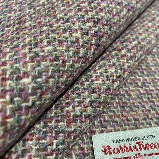Pink & Natural Tones Tile Weave Harris Tweed - BY THE METRE