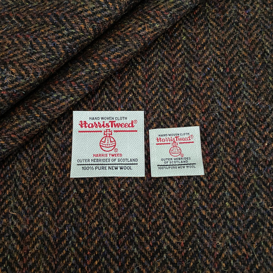 Brown & Red Rainbow Herringbone Harris Tweed