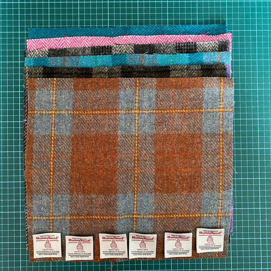 Pack of 6 Assorted Pieces of Harris Tweed - 32x29cm - Pack 1
