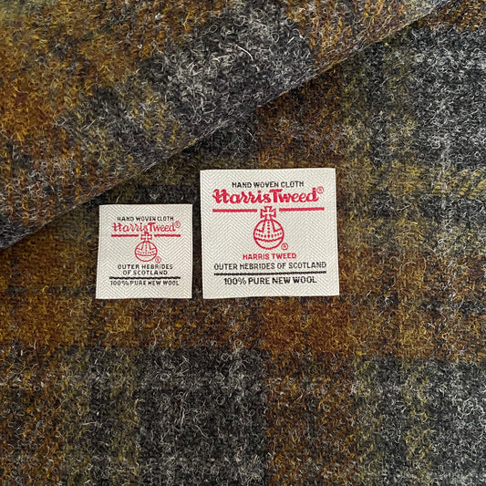 Green, Brown & Grey Tartan Check Harris Tweed