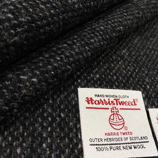 Black / Blue With Grey Pin Dot Harris Tweed - BY THE METRE