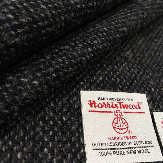 Black / Blue With Grey Pin Dot Harris Tweed - BY THE METRE / HALF / QUARTER