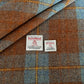 Rustic Brown & Blue Tartan Check Harris Tweed - BY THE METRE / HALF / QUARTER