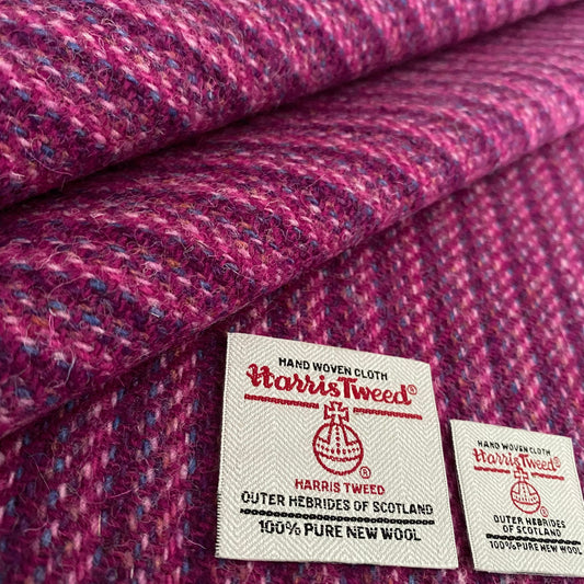 Pink & Purple Stripe Harris Tweed - BY THE METRE / HALF / QUARTER