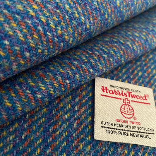 Blue Multi Stripe Harris Tweed - BY THE METRE