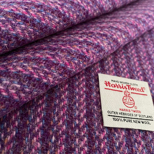 Purple & Pink Stripe Harris Tweed - BY THE METRE